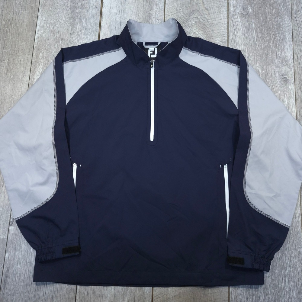 FootJoy Pullover Windbreaker Mens Large Navy Blue Quarter Zip Golf Jacket